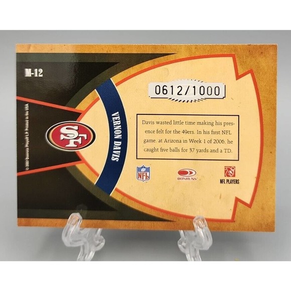 2007 Donruss Classics Football Vernon Davis 49ers #M-12 /1000 Card - Picture 2 of 2